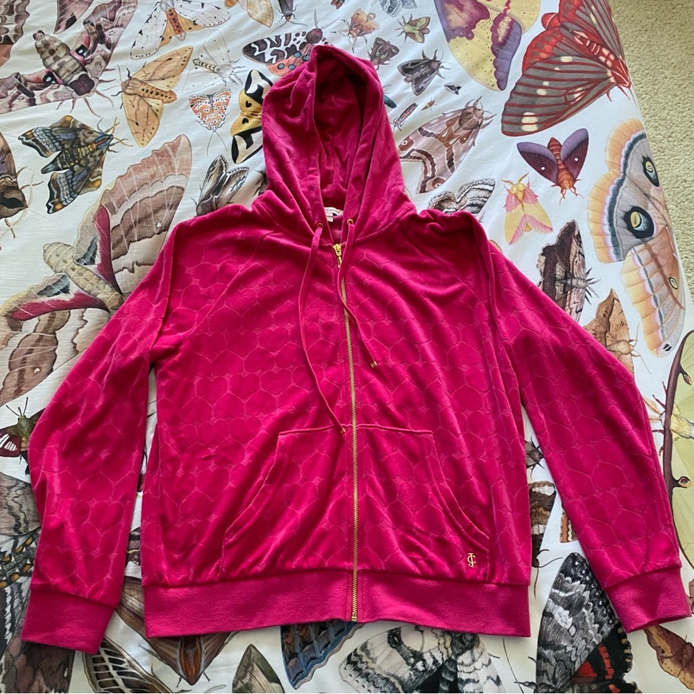 Vintage Juicy Couture Embossed Heart Print Hoodie